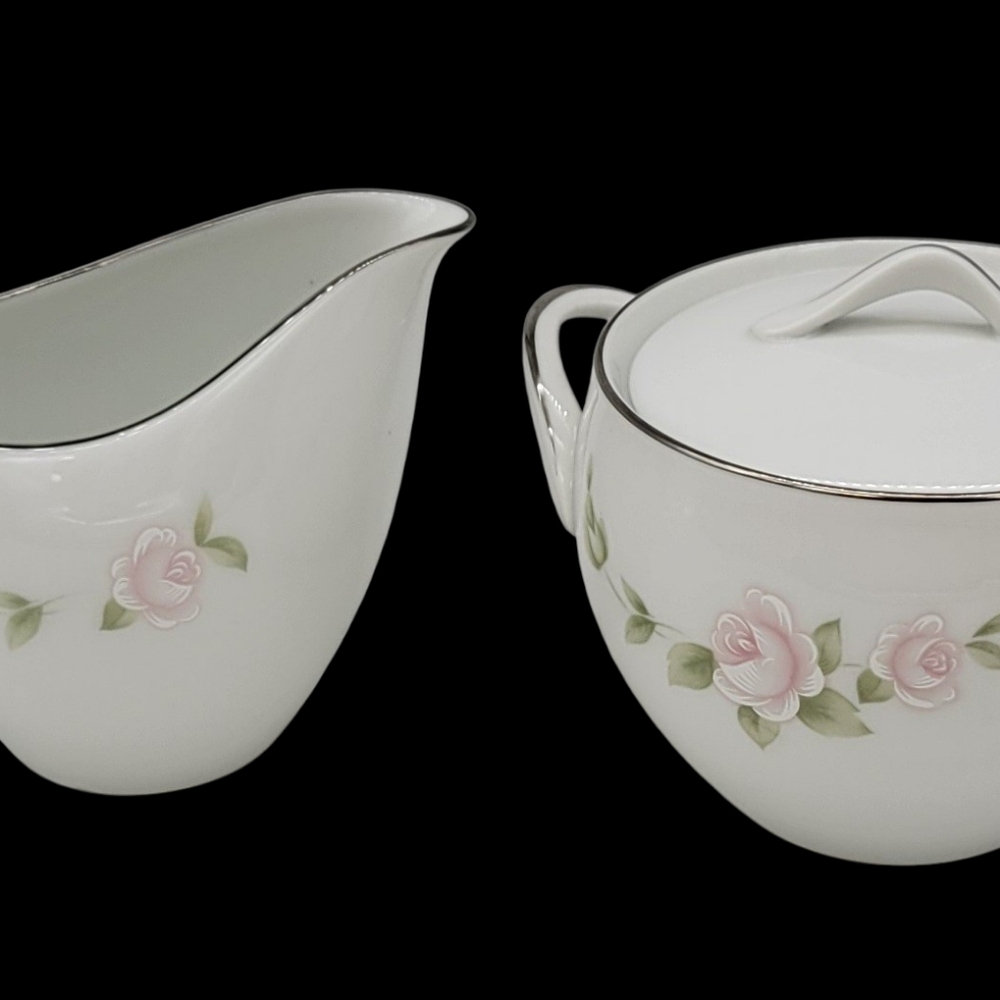 Vintage Style House Tudor Rose Creamer & Lidded Sugar Bowl Set Fine China